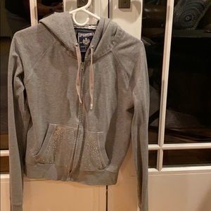 Kids large grey PINK zip up sweatshirt